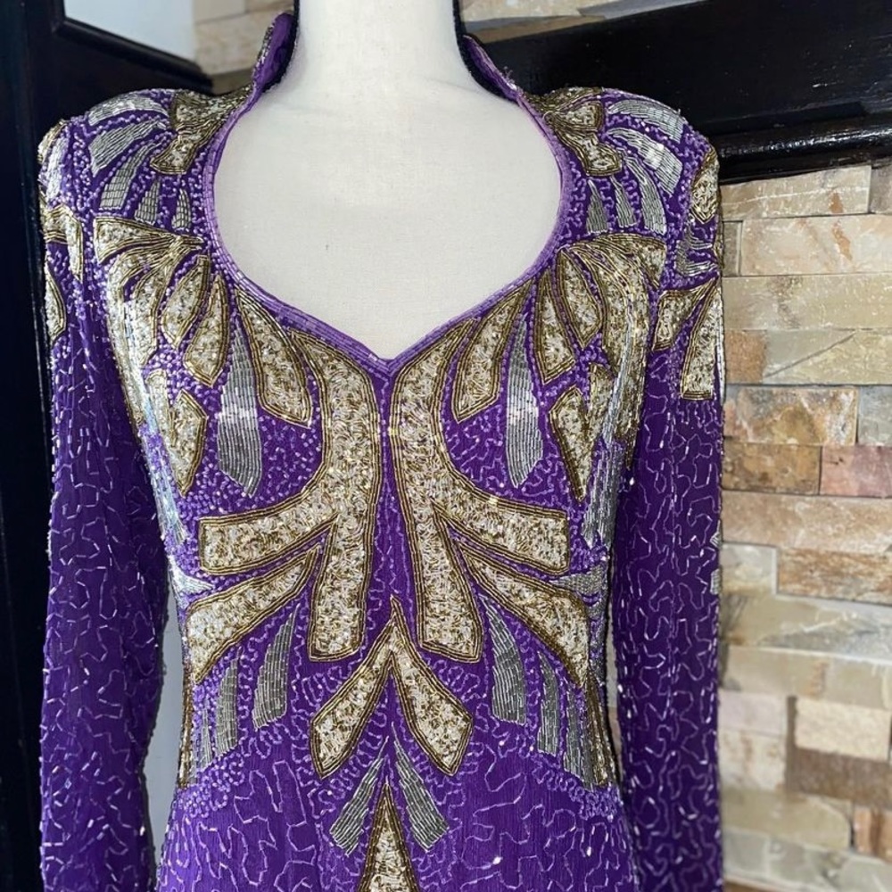 Purple & gold sequin gown